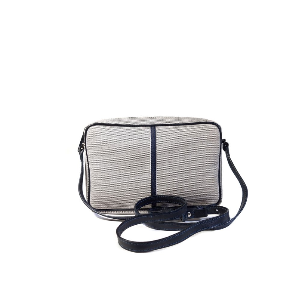 Nosetta Margherita-L Crossbody Cotton Tweed And Blue Leather